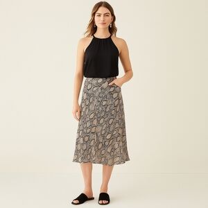 Nine West Gray Paisley Print Wrap Skirt High Low Hem Size M NWT